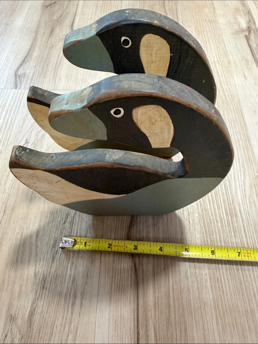 Hand Carved Wooden Duck Napkin Holder Rustic Folk Art Waterfowl Kitchen Table